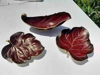 Buy Vintage Carlton Ware  Rouge Royale  2 Leaf Dishes And Gravy Boat • 18£