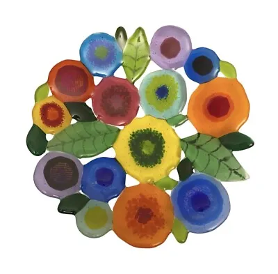 Buy Spring Garden Floral Fused Art Glass 13” Bowl By Artisans Of New York • 383.59£