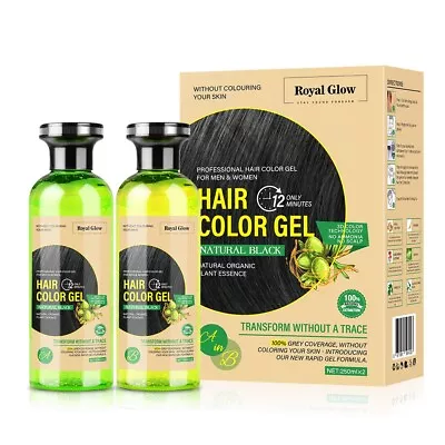 Buy Royal Glow Natural Black Hair Colour Gel For Men And Women 2 X 250ml • 14.99£