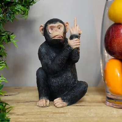 Buy Rude Monkey Ornament Cheeky Crude Animal Statue Middle Finger Up Chimp Sculpture • 14.99£