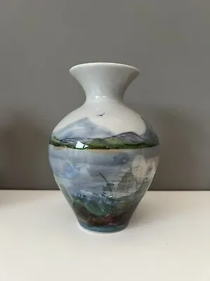 Buy Highland Stoneware Pottery ‘Landscape’ Vase 15cm Tall • 35£