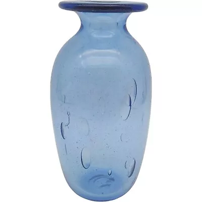 Buy Handmade Signed Blown Art Glass Bud Vase - 5.5  Small Blue Vtg 1970s Eric Berlin • 21.79£