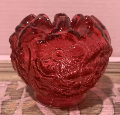 Buy Vintage Fenton Cranberry Poppy Art Glass Rose Bowl Vase • 23.63£