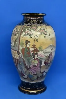 Buy Japanese Satsuma Vintage Victorian Meiji Period Antique Oriental Blue Glaze Vase • 75£
