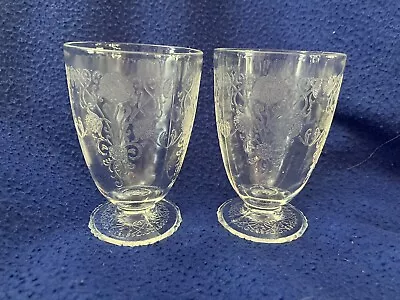 Buy Set Of 2 Vintage Hazel Atlas 1930s Footed Florentine Juice Glasses 5 Oz • 15.44£