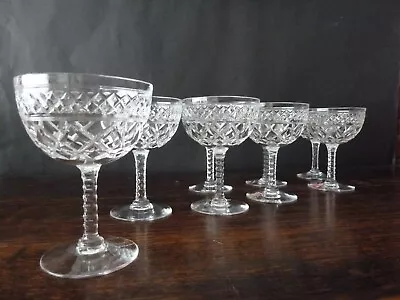 Buy 8x Antique Stuart Crystal Champagne Glasses Coupes, Signed H11,4cm 1920's • 189£