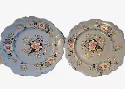 Buy PAIR OF Ridgway 44 Multicolor Floral & Gold Blue Stoneware Albion  Deep Plates • 44£
