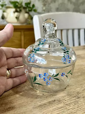 Buy VTG Czech Bohemian Candy Dish Clear Glass With Applied Flowers 13cm Tall • 10£