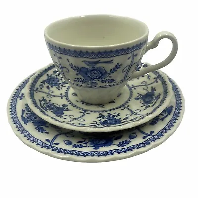 Buy Vintage Johnson Brothers Indies Blue & White China Trio Cup Saucer Plate • 25.50£
