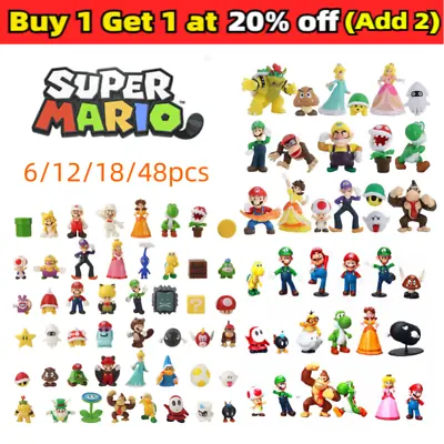 Buy 6/12/18/48Pcs Super Mario Mini Figure Toys Doll Action Figures UK Fast Shippin • 15.99£