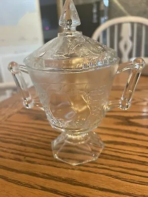 Buy Vintage Baltimore Pear Footed Clear Sugar Bowl With Lid By Jeannette Glass  • 11.34£