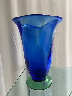 Buy ORREFORS Blue Glass Fluted Large Vase- Louise By Erika Lagerbielke • 41.11£