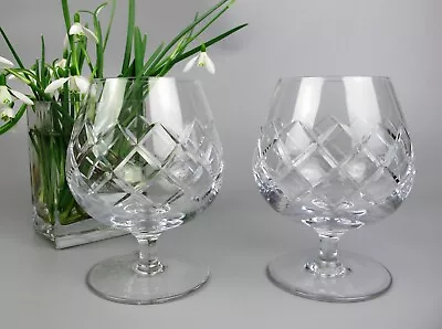 Buy BRANDY SNIFTER BALLOON GLASSES X 2. Cut Lead Crystal Glass. Vintage Set. 35cl • 14.99£