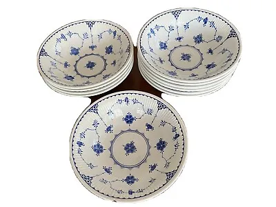Buy Furnivals Denmark Blue Cereal Bowls 10+1 Free, Mint Condition • 204.23£