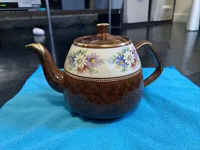 Buy VTG 1954-1967 Arthur Wood Brown Marbled Gold Leaf Rose Ceramic Teapot England • 11.38£