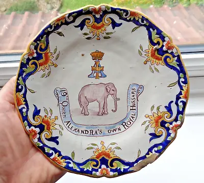 Buy Rare Edwardian Regimental Cavalry Plate 19th Royal Hussars Queen Alexandra’s Own • 40£