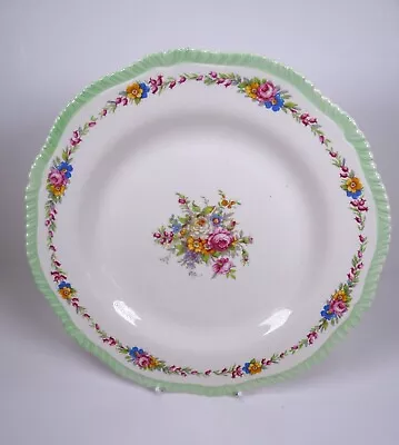 Buy Vintage Woods Ivory Ware 352 8.5  Plate Green Rim, Floral Bouquet • 3.99£