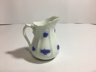 Buy Vintage China Creamer Chelsa Pattern  White With Blue Embossing,Adderley England • 12.37£