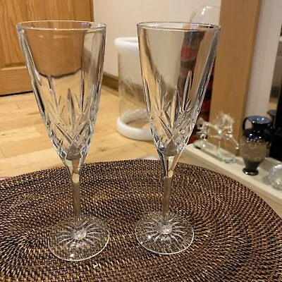 Buy 2 Edinburgh Crystal Tall  Champagne Flutes/ Wine Glasses – 8.5”tall VGC • 20£