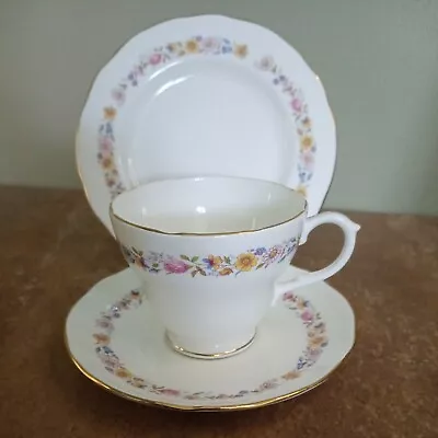 Buy Vintage, Duchess 'Meadowsweet' Bone China, Floral Tea Cup, Saucer & Side Plate • 4.95£