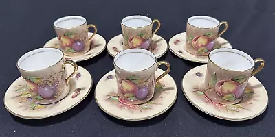 Buy (6) Sets Aynsley Bone China Orchard Gold Fruit Demitasse Cup And Saucers England • 172.59£