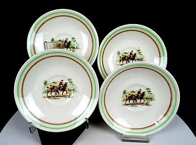Buy Portland Pottery Cobridge Porcelain Horse Theme 4 Pc Vintage 5 5/8  Saucers 1946 • 28.93£