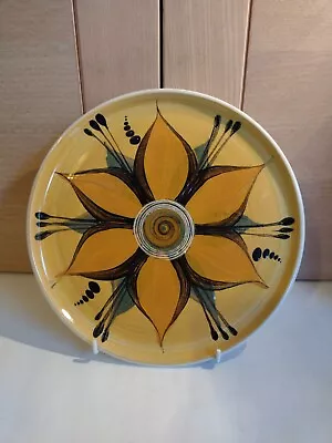 Buy Alvingham Studio Pottery Yellow Floral Plate Pru Green 1970 • 18£