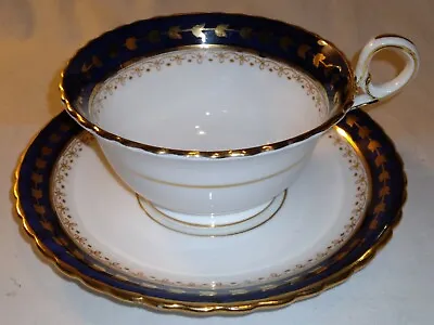 Buy Osborne China  Tea Cup & Saucer Cobalt Blue Gold Tulip Wreath  • 37.64£
