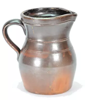 Buy Antique Primitive Stoneware Redware Pitcher Brown Glaze  New England 1800s? • 38.74£
