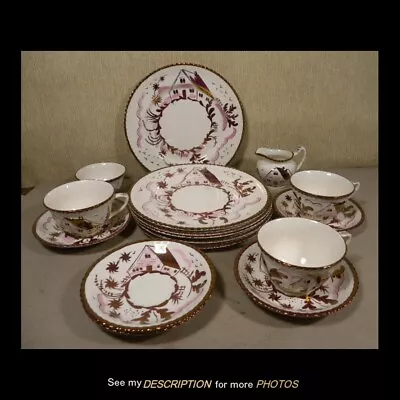 Buy 16pc Grays Pottery Dinnerware Plates Cups Saucers Creamer Sugar A8321 Pink House • 75.90£