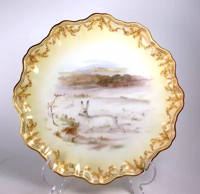 Buy DOULTON BURSLEM HAND PAINTED CABINET PLATE PAINTED WITH SNOWSHOE HARE C.1886 • 0.99£