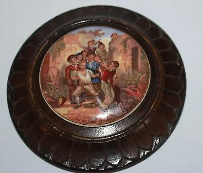 Buy Antique Prattware Pot Lid The Wolf & The Lamb In Ornate Carved Wooden Frame • 12.99£