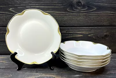 Buy Haviland Limoges France Silver Anniversary 7 5/8” Coupe Soup Bowls Set Of 6 Gold • 71.42£