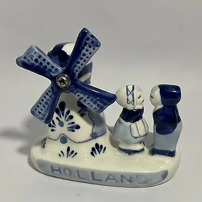 Buy Vintage Delft Holland Pottery Blue Windmill Kissing Couple Figurine Handpainted • 5.50£