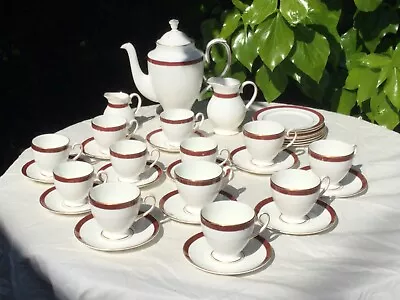 Buy Grafton Warwick Red Bone China Tea Set, Coffee Set, Coffee Pot, Cups, Saucers • 30£