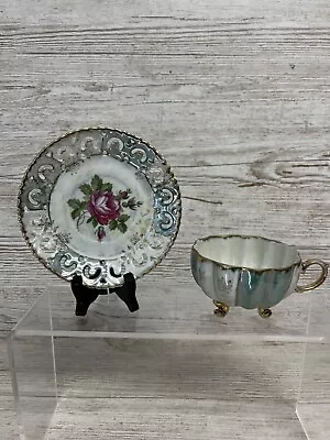 Buy Royal Sealy China Cabine Lusterware 3 Footed Tea Cup And Saucer Vintage • 12£