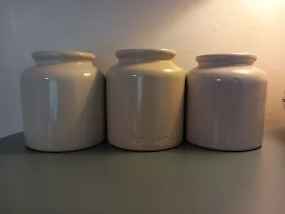 Buy 3 X Vintage French LAB-LAGNY MUSTARD Stoneware  Pot Storage Jars Approx... • 30£