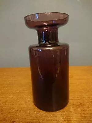 Buy Art Glass Dark Purple Amethyst Bottle Vase Retro Vtg Art Glass  • 9.99£