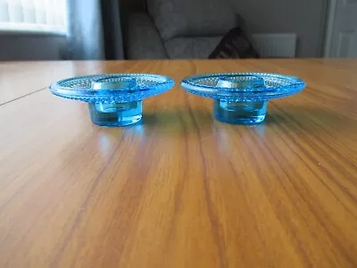 Buy Stunning Small Pair Of Turquoise Blue Glass Candlesticks Candle Holders (ew) • 12.50£