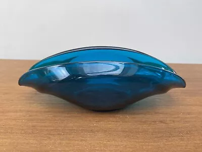 Buy Vintage Retro Turquoise Blue Coloured Sowerby Art Glass Dish • 8£
