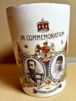 Buy Antique Devon Ware George V & Queen Mary In Commemoration Beaker 1911 Cup (A12) • 10£