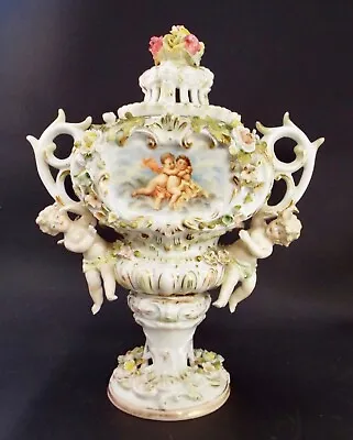 Buy Sitzendorf Porcelain Urn Potpourri Lidded Vase - 1884 - 1904 - With Repairs • 16£