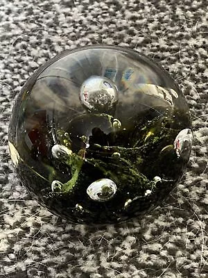 Buy Vintage Caithness Glass Seaform Black Blue Lava Etched Signed C11G Paperweight • 10£