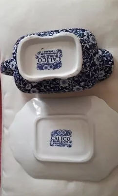 Buy Burleigh Blue Calico Pottery, Gravy Boat And Saucer • 50£