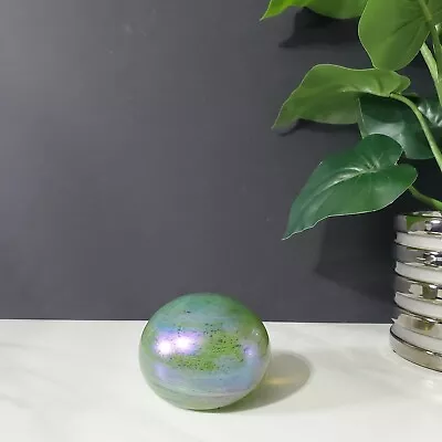 Buy Vintage 1993 Iridescent Art Glass Sphere Orb Paperweight Signed • 37.80£