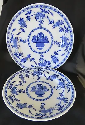Buy Two Antique Mintons 'Delft' Pattern Blue & White Plates - 22.5cms & 26cms • 25£