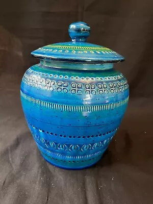 Buy Vintage Mcm Flavia Raymor Bitossi Lando Rimini Lidded Jar Blue Green Italy • 228.61£