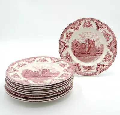 Buy Set Of 10 Johnson Bros Old Britain Castles Red Pink Blarney Dinner Plates 10  • 104.55£
