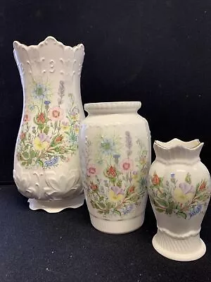 Buy 3x Aynsley Wild Tudor Vases Tallest - 10  • 10£