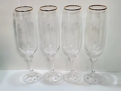 Buy Gold Rim Grapevine Bohemian Champagne Blanche Flute Glasses Czech Crystalex 6oz  • 30.71£
